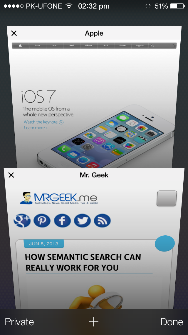 Safari iOS 7 Right