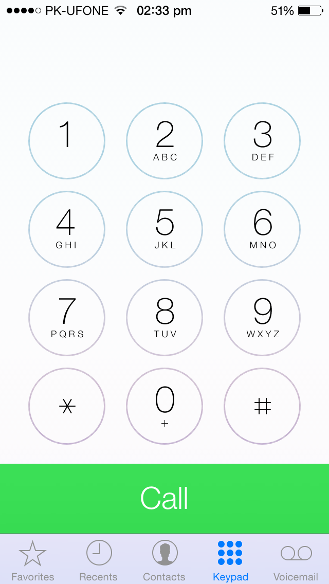 iOS 7 Dialpad