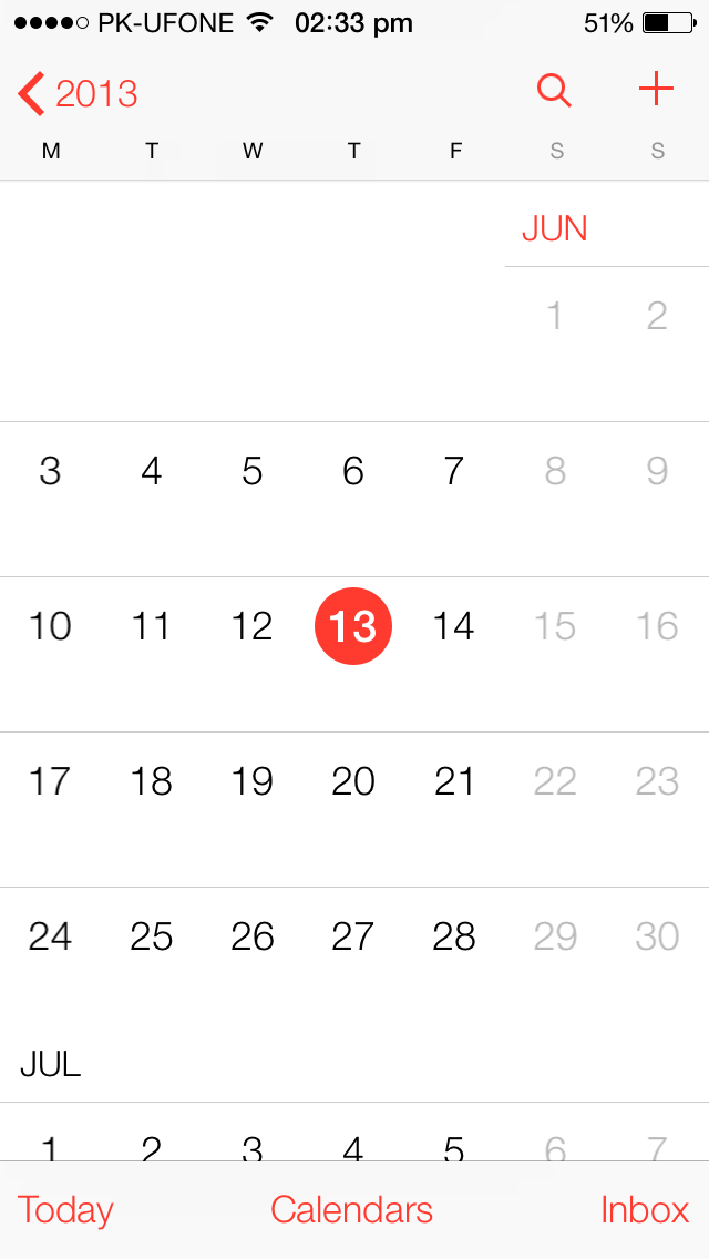 Calander iOS 7