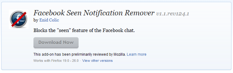 Facebook Seen Notification Remover Firefox