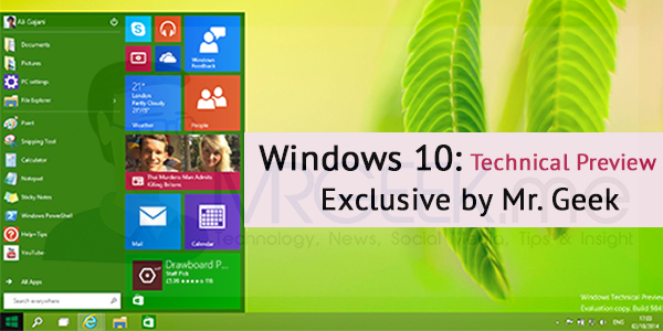Hands on with Windows 10 Technical Preview